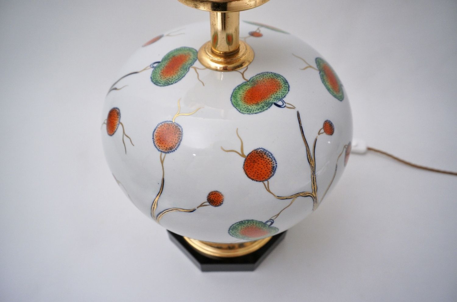 Giulia Mangani Porcelain Lamp Chinoiserie With Lychee, 1950`s Ca, Italian, 70cm, Rewired photo vinterior