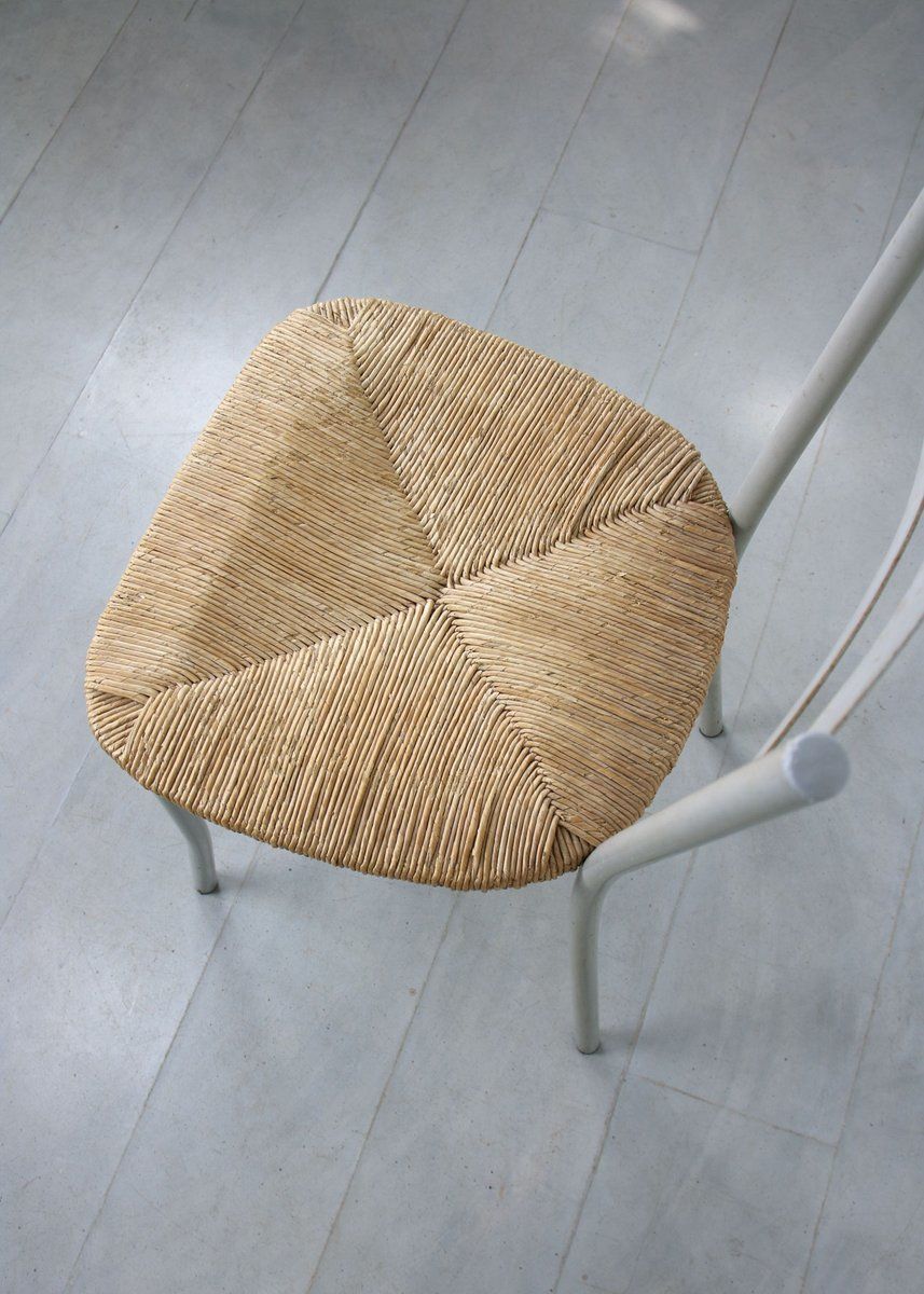 536.0 Vintage Italian Straw And Metal Chair photo