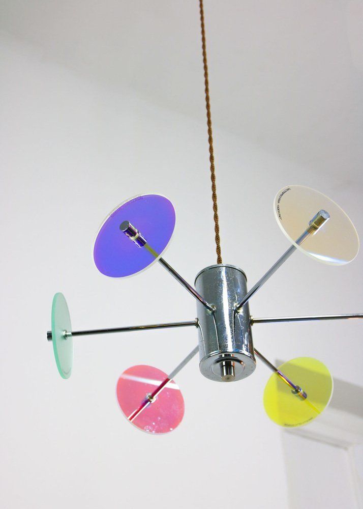 Italian Chrome Lamp And Glass Sculpture, 1970s, Set Of 2 photo Lighting