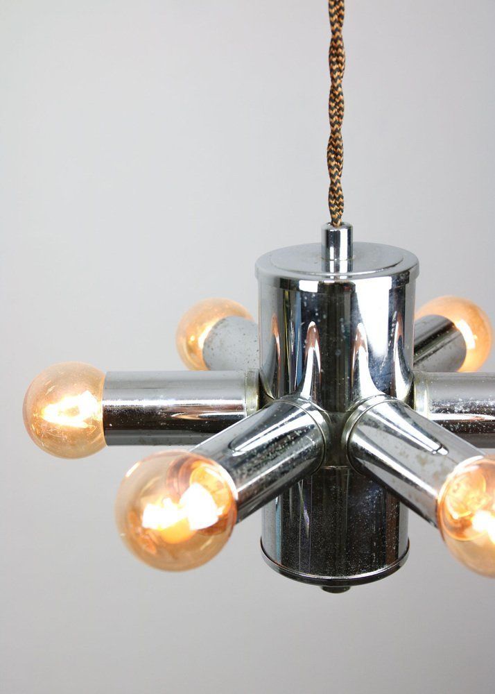 photo buy Italian Chrome Lamp And Glass Sculpture, 1970s, Set Of 2
