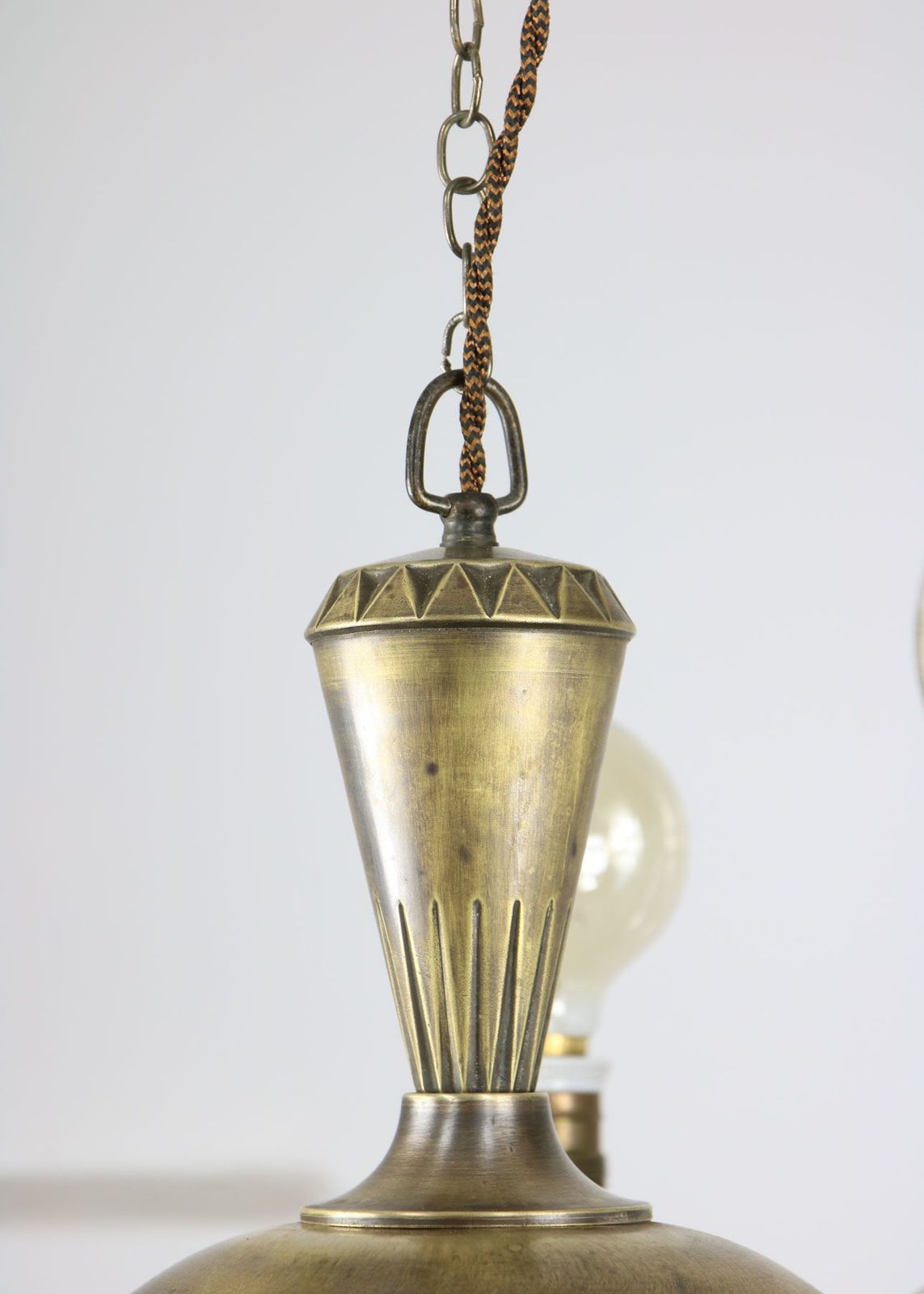 Lighting Art Deco Vintage Brass And Glass Chandelier photo