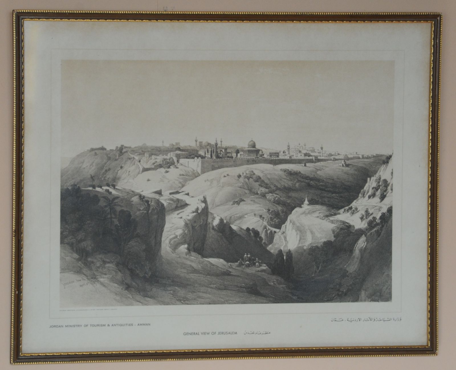 Vintage Framed Lithograph Of 'Jerusalem From The Mount Of Olives' By David Roberts