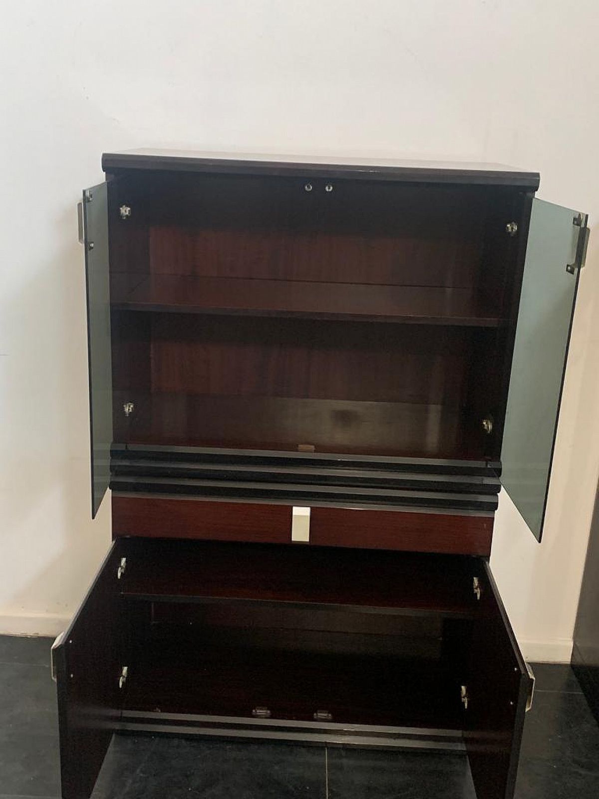Pair Of Modular Rosewood Sideboards With Display Cabinets, 1970s photo vintage