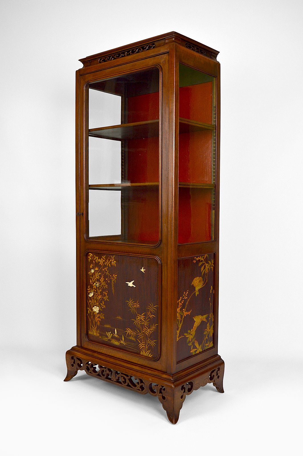 Japanese Showcase With Inlaid Panels, Attributed To Perret And Vibert, Circa 1880