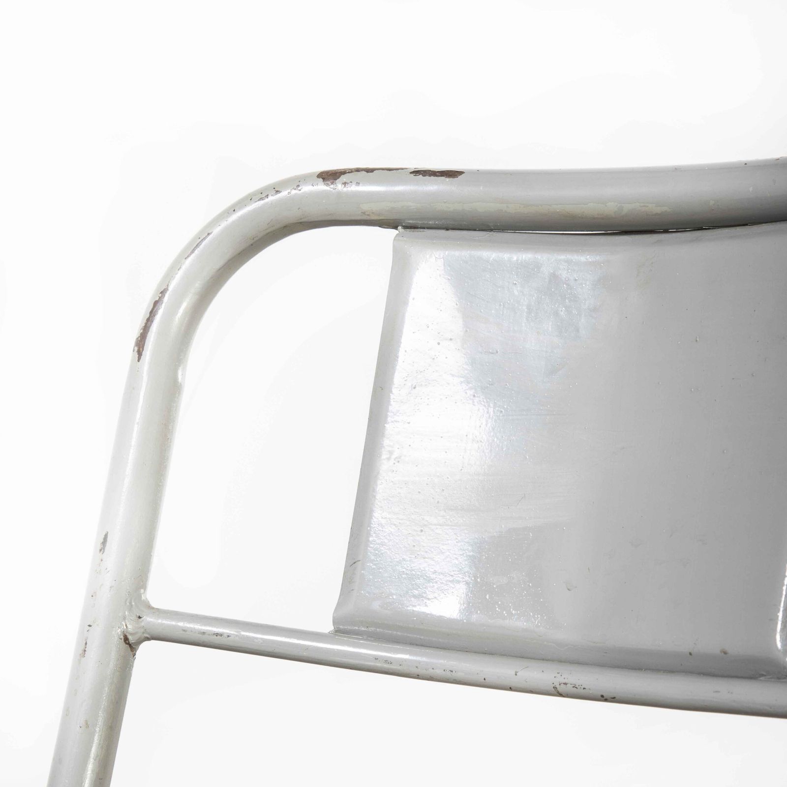1950’s French Mullca Stacking Dining Chairs Grey With Wood Seat – Set Of Eight photo vinterior