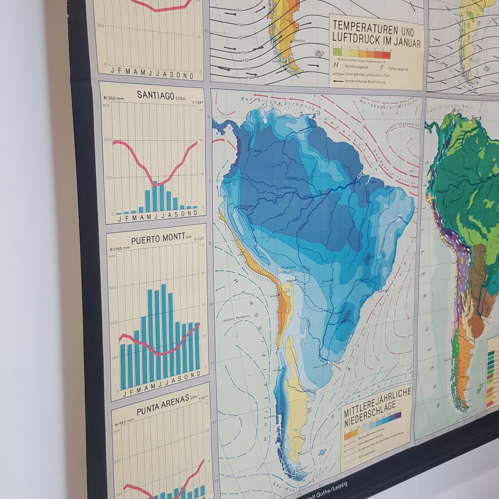 Vintage South America Climate Change Wall Chart photo Art