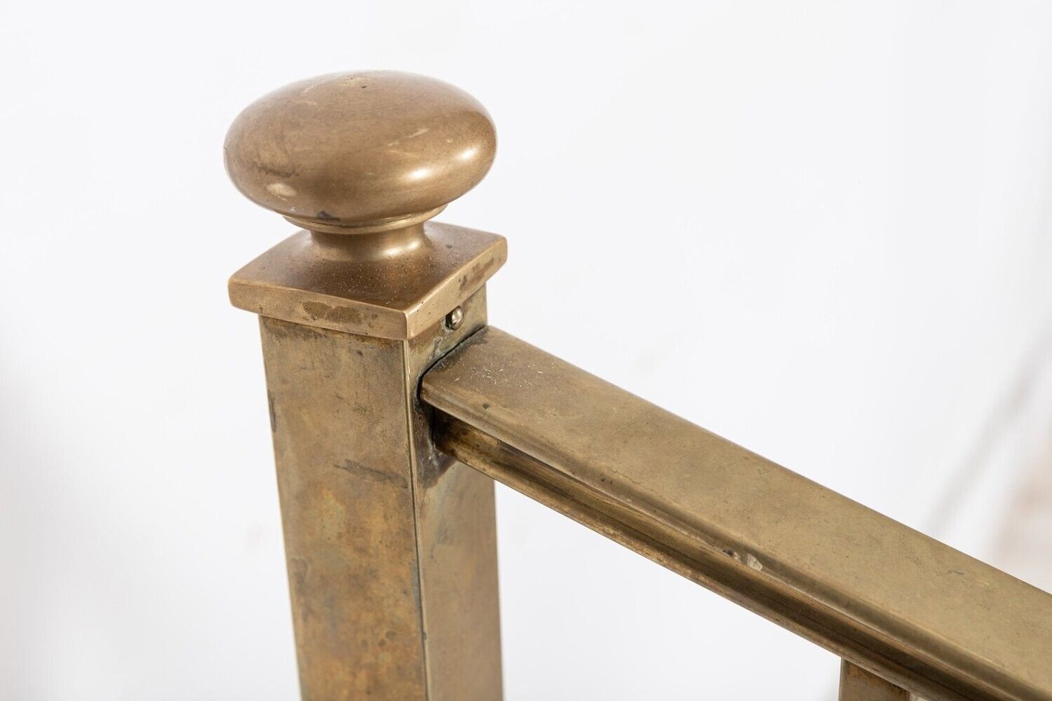 19thc English Half Tester Double Brass Bed Frame photo vintage