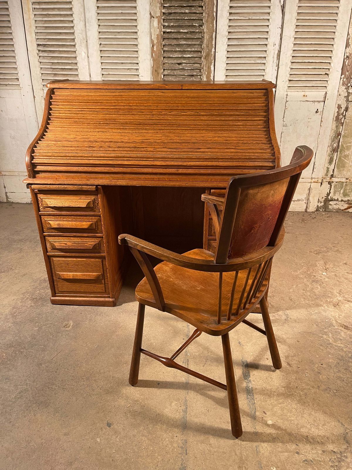 Rare Antique American Cutler & Sons Roll Top Oak Desk Circa 1880 photo Furniture
