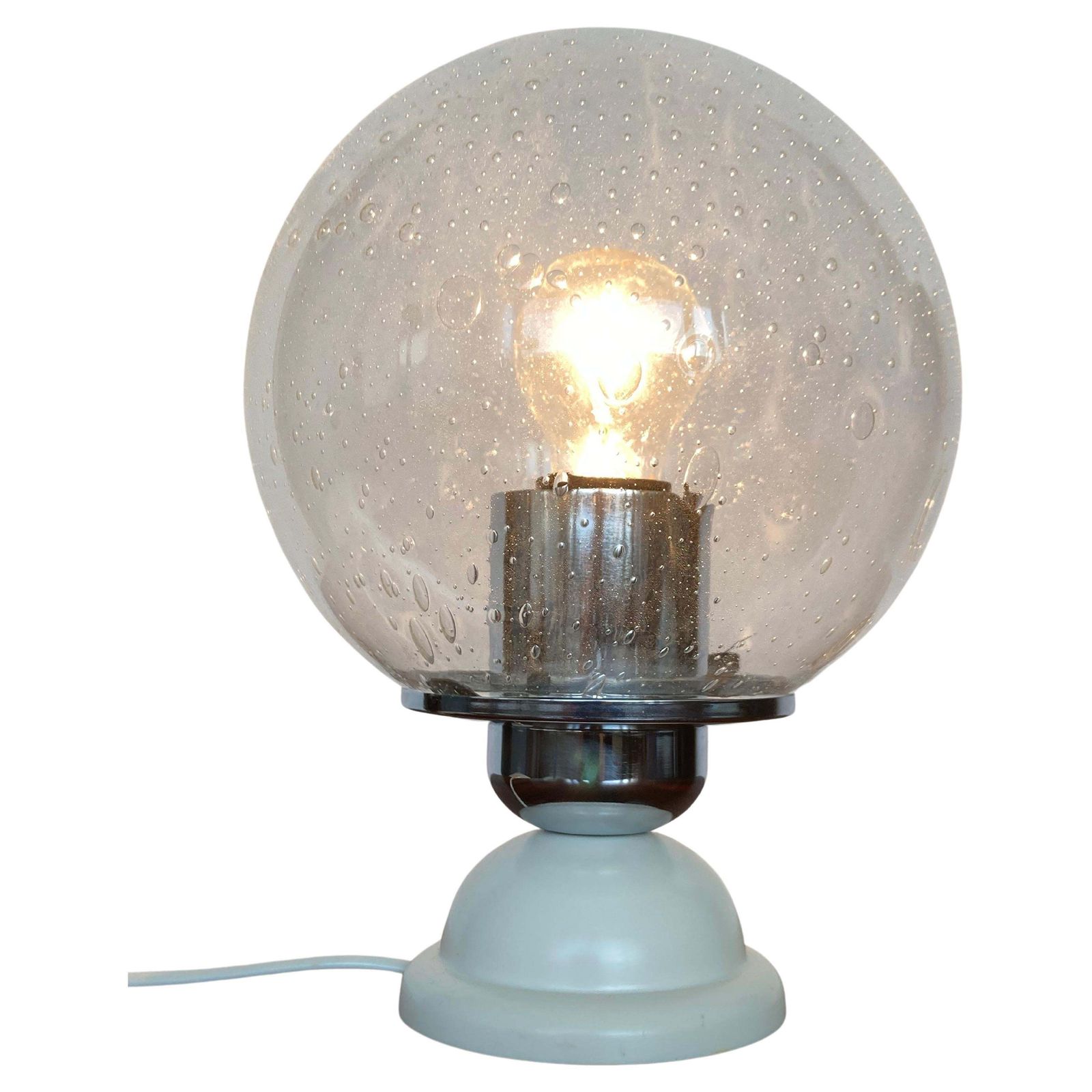 Pair Of Midcentury Glass Table Lamps, 1980s
