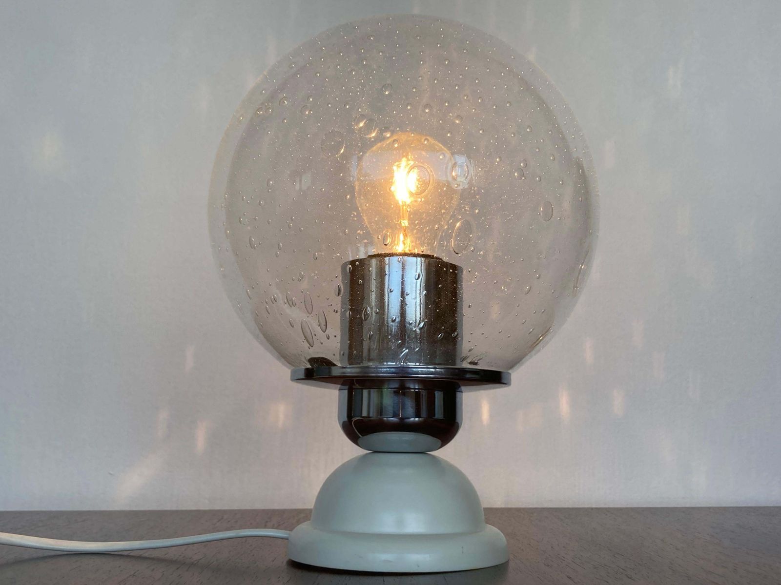 Pair Of Midcentury Glass Table Lamps, 1980s photo Lighting