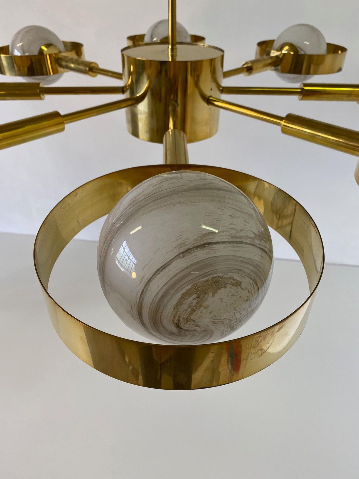 Italian Art Deco Murano Glass And Brass Chandelier photo 6837.0