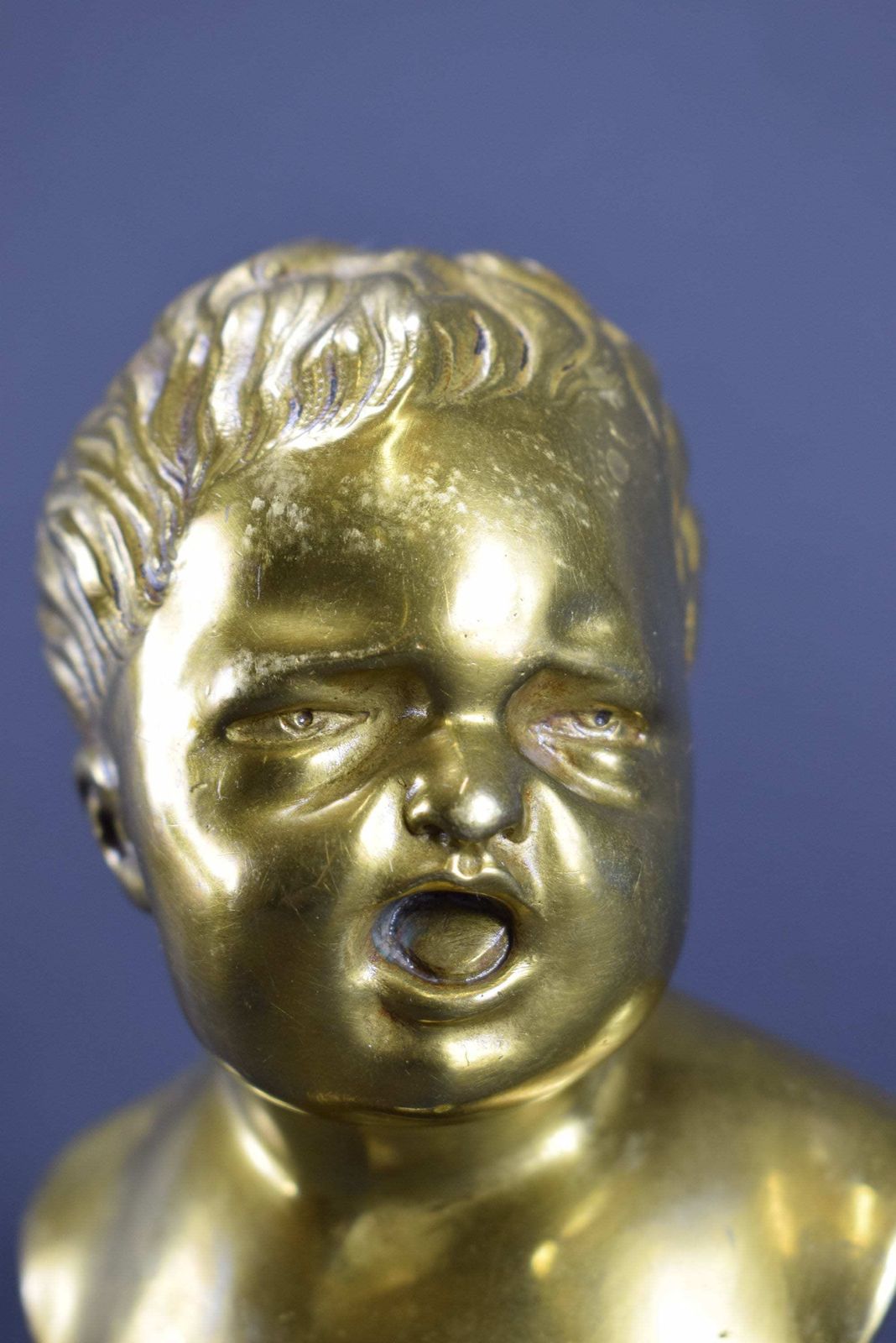 Pair Bronze Statues Busts Houdon The Laughing Child The Crying Child John photo vintage