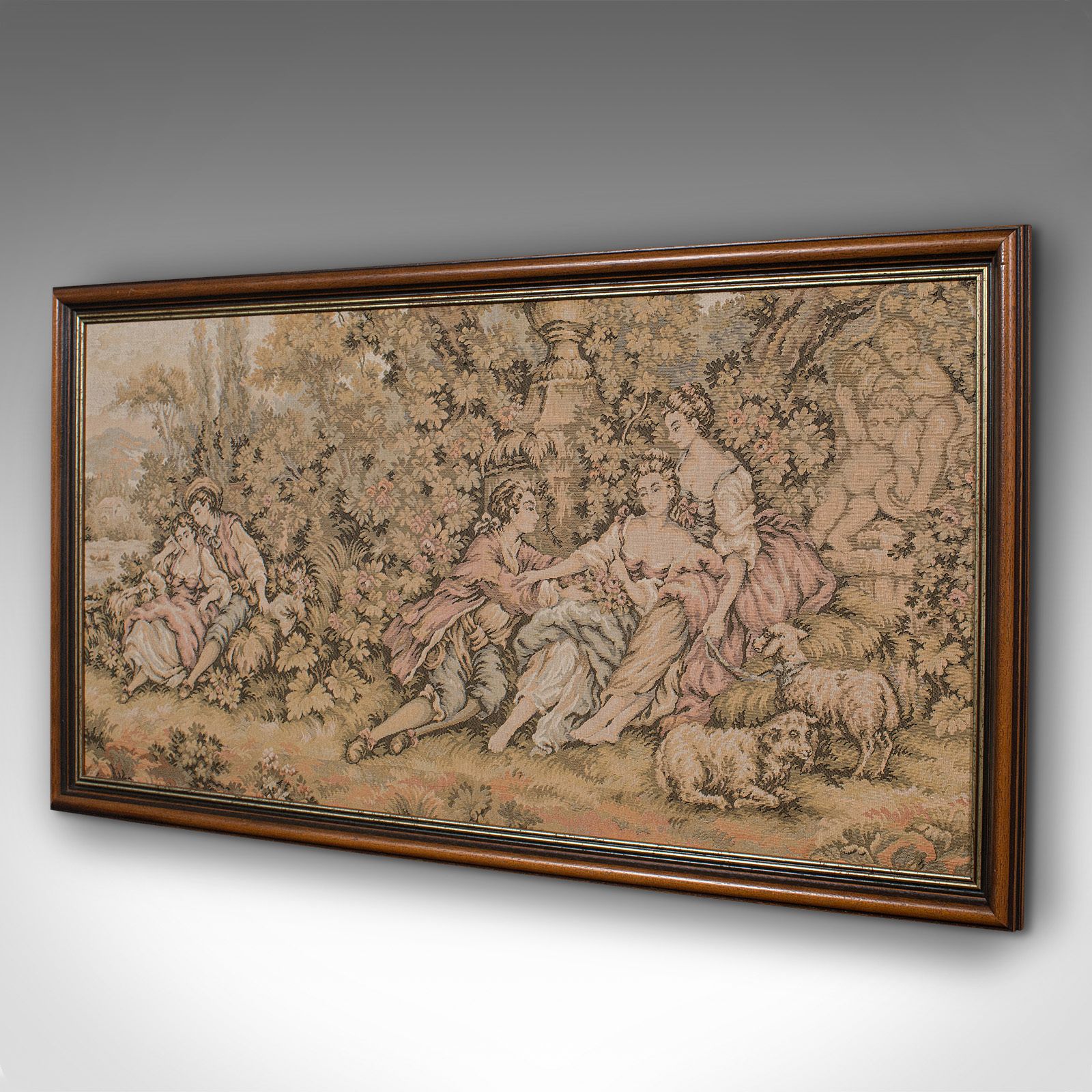 Small Antique Tapestry, Continental, Needlepoint, Decorative Wall Panel, C.1920 photo for sale