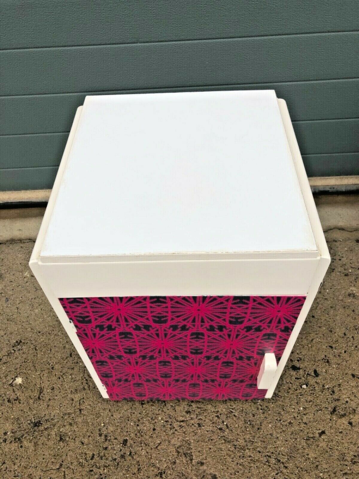 Mid Century Unique Funky Pair Of Upcycled Bedside Cabinets / Bedside Lamp Tables photo furniture