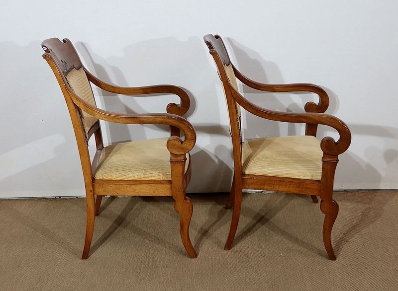 Pair Of Walnut Armchairs  Restoration Period   1st Part Of The 19th Century photo 1946.7