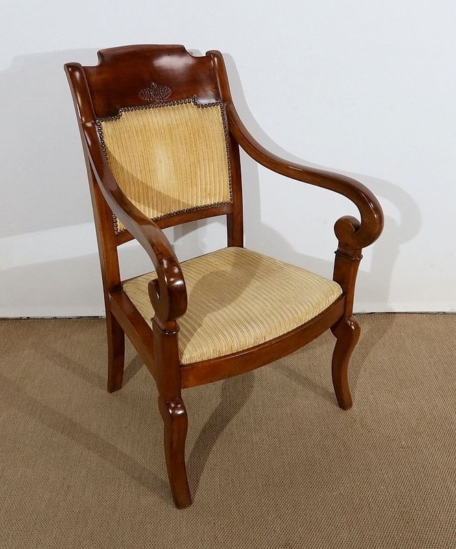 Pair Of Walnut Armchairs  Restoration Period   1st Part Of The 19th Century photo vintage
