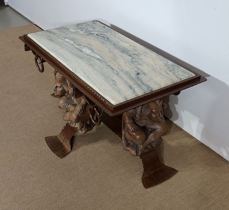 Iron And Marble Coffee Table Jm Rothschild – 1950 photo for sale