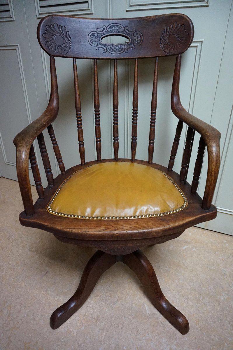 19th Century American Oak Revolving Library Armchair
