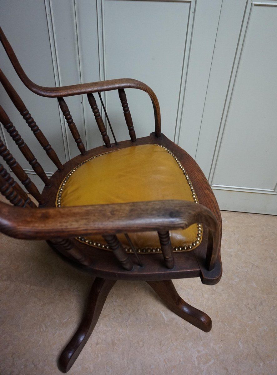 19th Century American Oak Revolving Library Armchair photo furniture