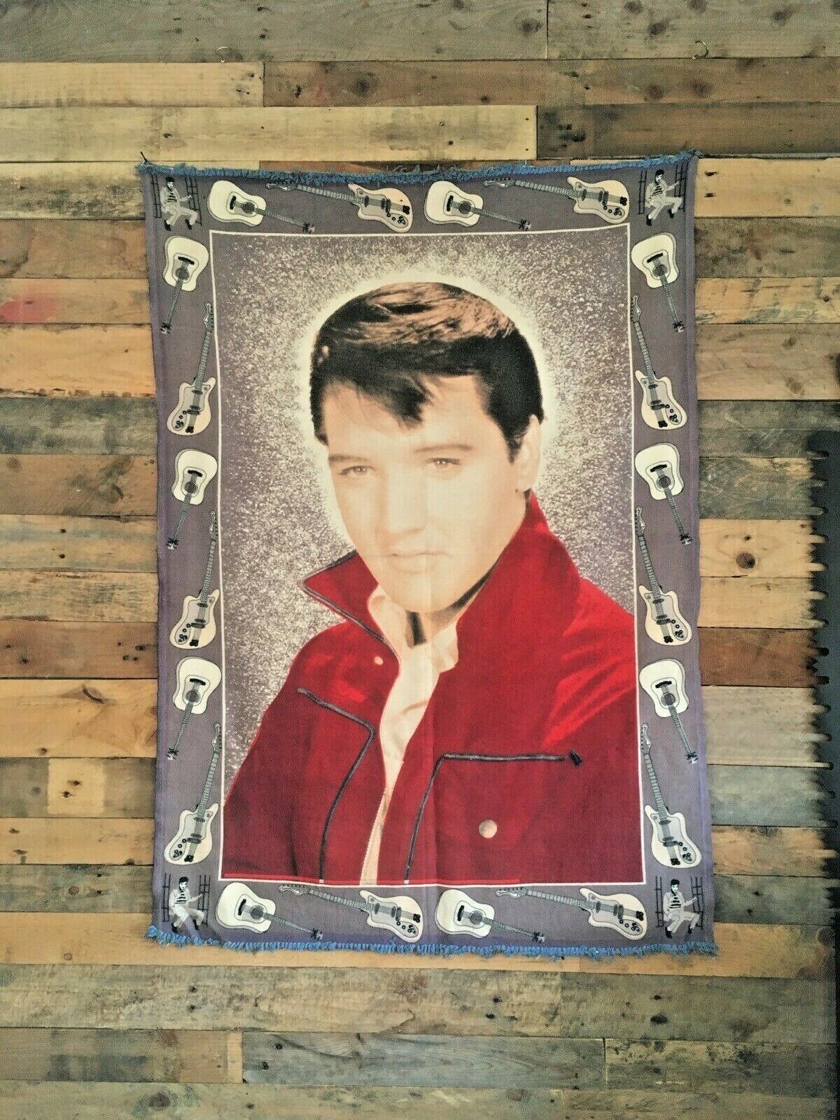 Large Vintage Bossa Turkish Elvis Presley Tapestry Rug Type Wall Hanging Guitar photo 65.0
