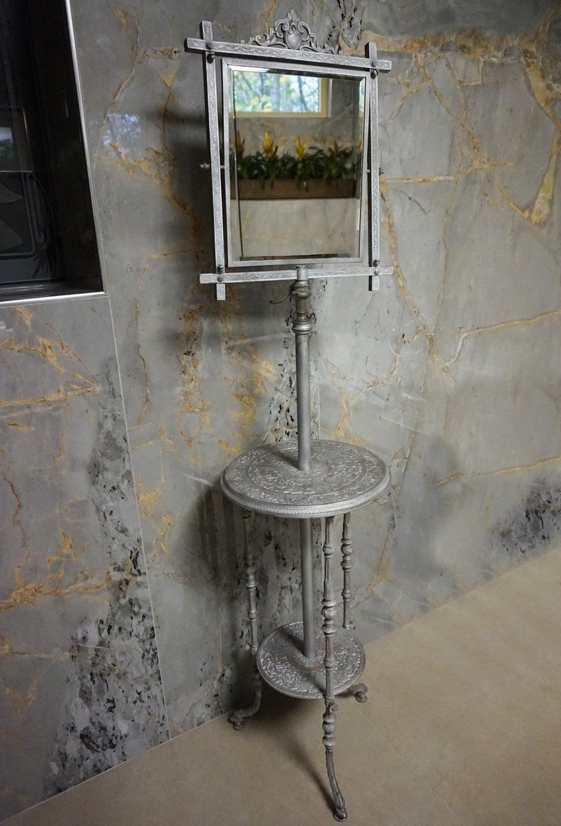 Antique French Cast Iron Adjustable Shaving Stand photo vintage
