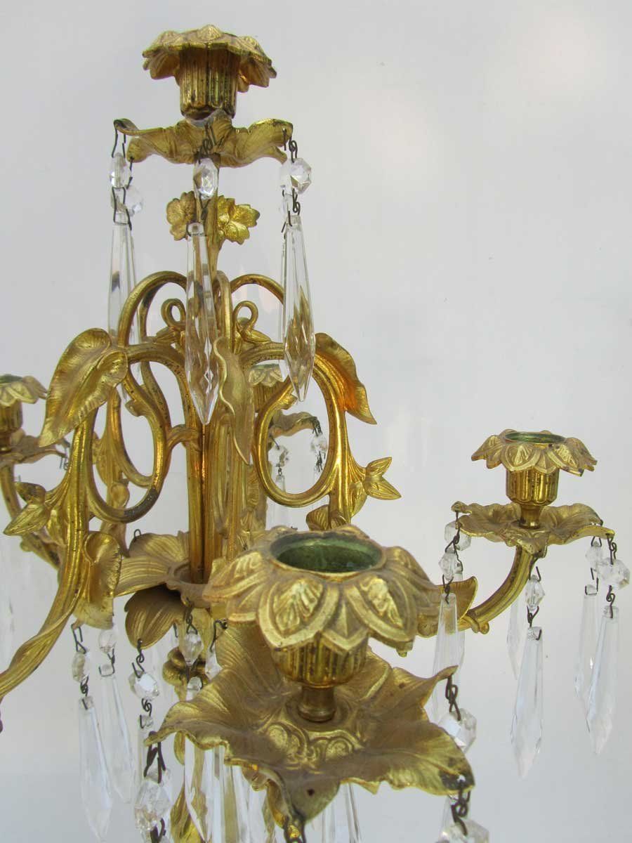 19th Century Gilt Bronze & Crystal Candelabras, Set Of 2 photo buy