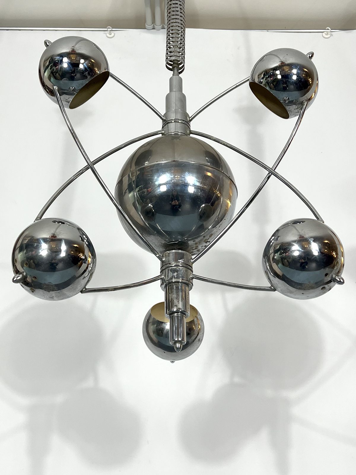 Lighting Goffredo Reggiani, Satellite Chrome Chandelier From 60s photo