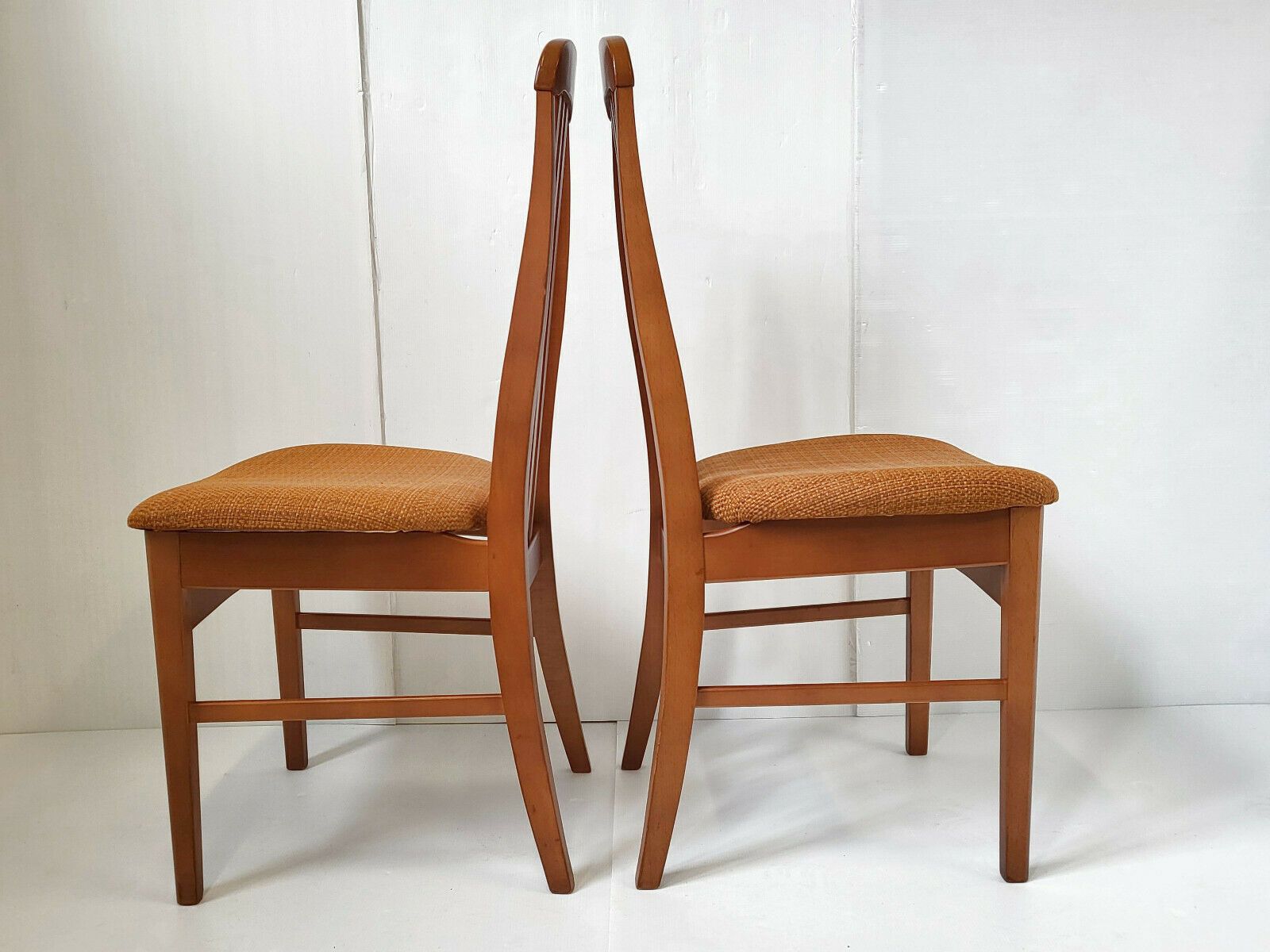 Suite De 4 Chaises Vintage 1970 Jentique 70s Style Scandinave En Tweed & Bois photo vintage