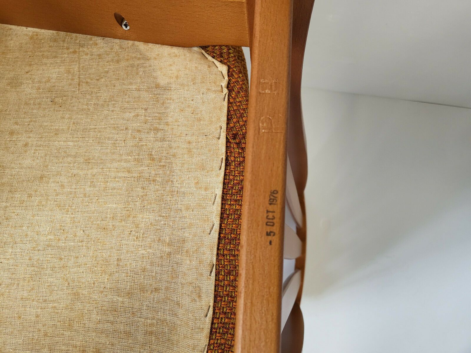photo for sale Suite De 4 Chaises Vintage 1970 Jentique 70s Style Scandinave En Tweed & Bois
