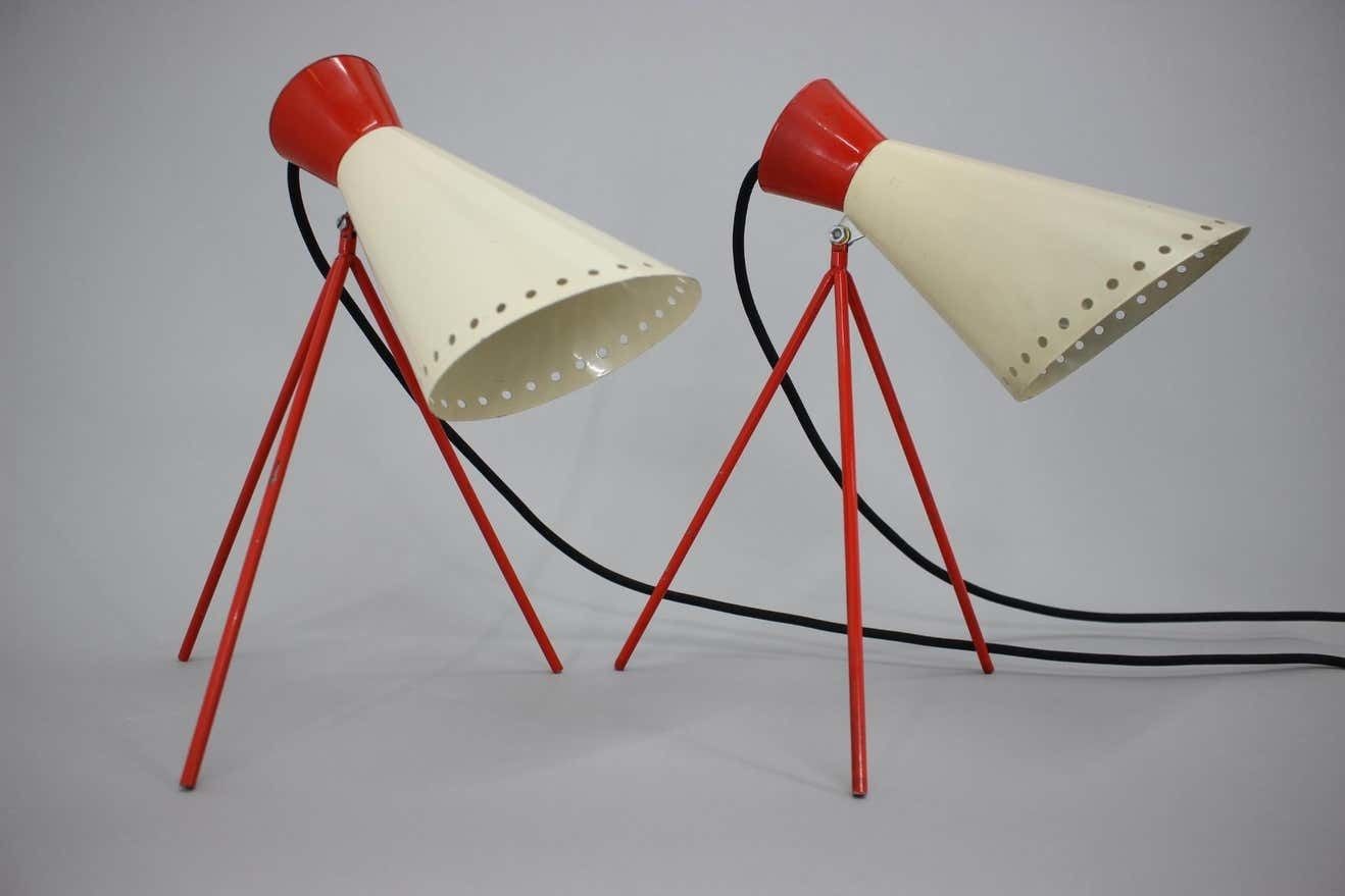 Pair Of Mid Century Table Lamps Napako, 1960s photo furniture