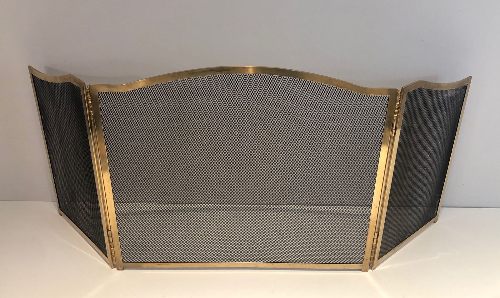 Brass Fireplace Screen, 1970s, Vintage photo for sale