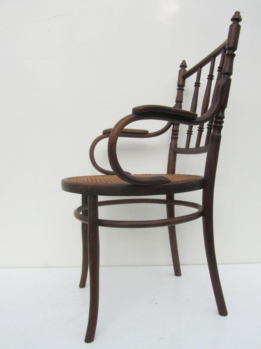 photo for sale Austrian Bentwood & Cane Armchair From Josef Hofmann, 1900s