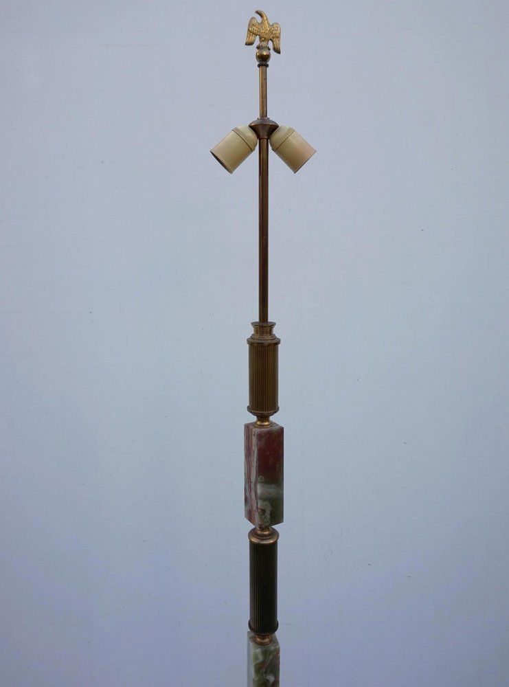 Mid Century Modern Hollywood Regency Onyx Marble And Gilt Floor Lamp, 1960s photo for sale