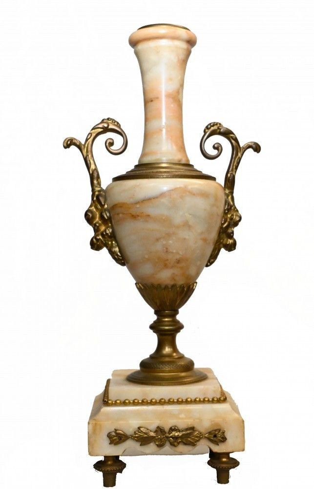 French Mantle Clock Set Garniture Marble 1880 photo for sale