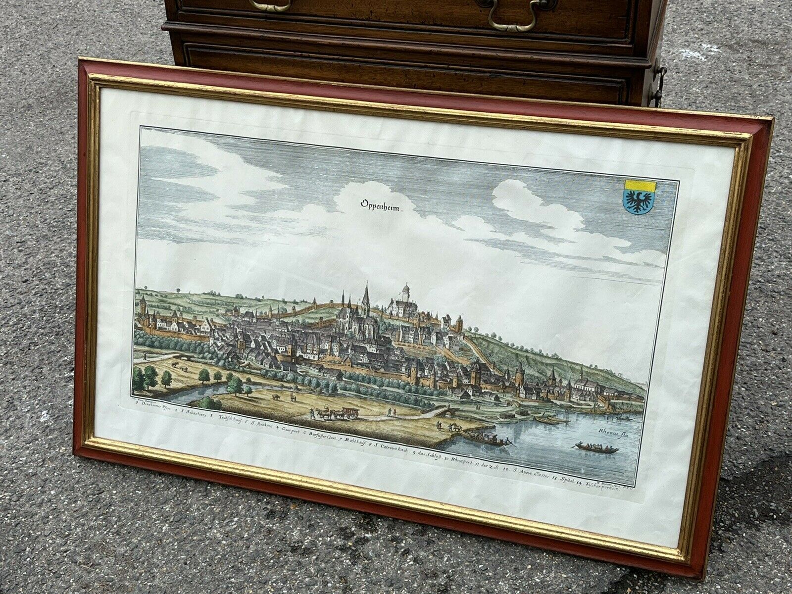 Antique Coloured Engraving By Conrad Buno Delineaut Of German Towns photo furniture