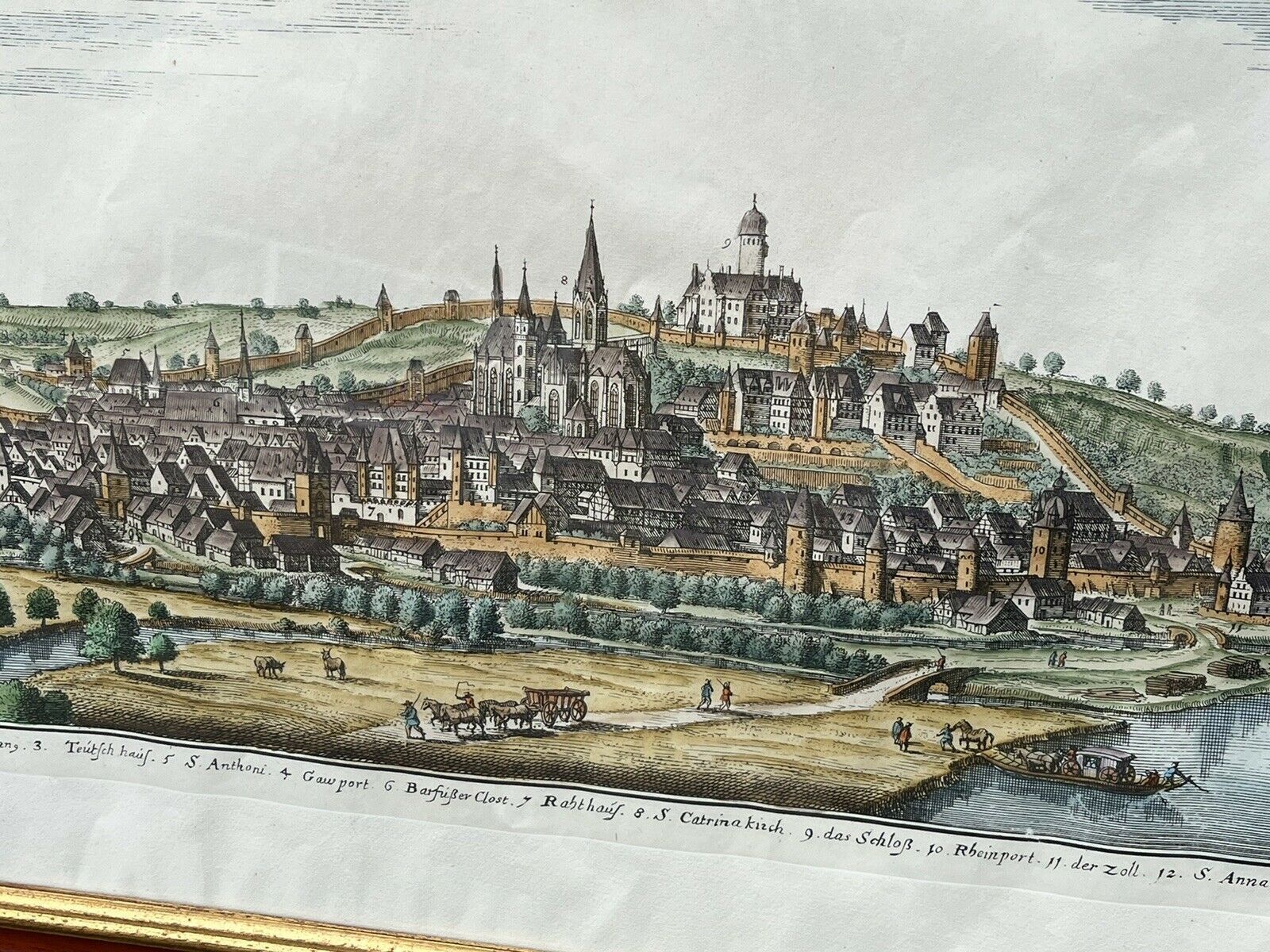 Antique Coloured Engraving By Conrad Buno Delineaut Of German Towns photo Art