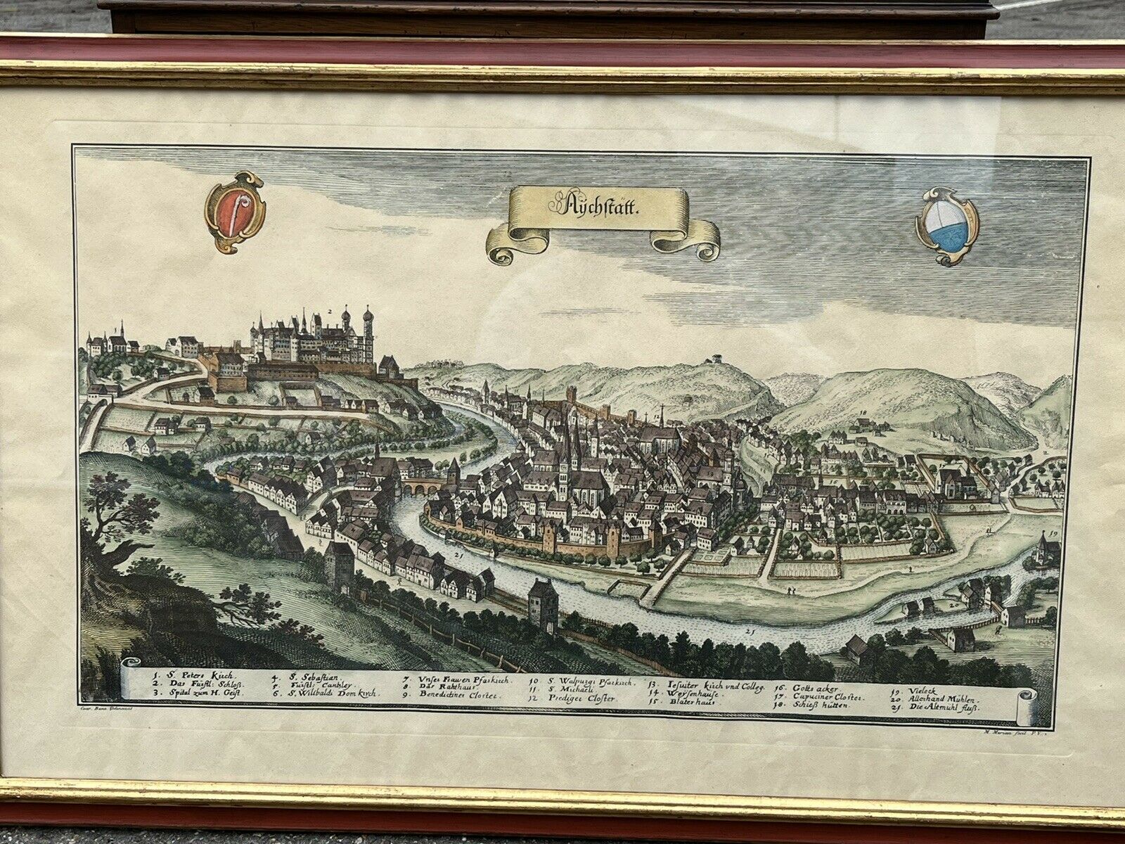 Antique Coloured Engraving By Conrad Buno Delineaut Of German Towns photo for sale