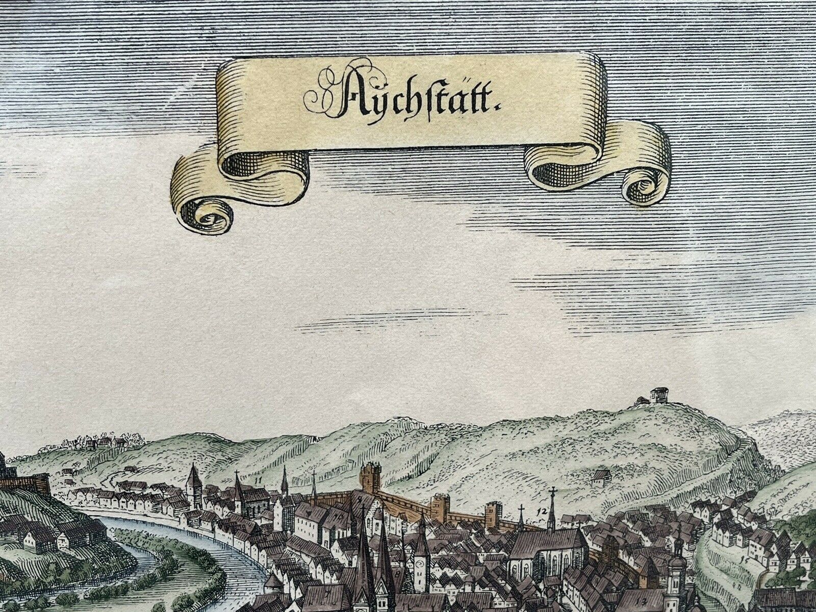 Antique Coloured Engraving By Conrad Buno Delineaut Of German Towns photo Art