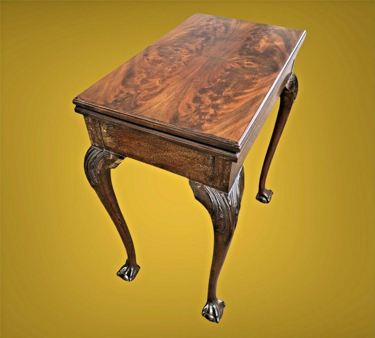 Furniture Handsome Vintage Carved Mahogany Card Or Hall Table photo