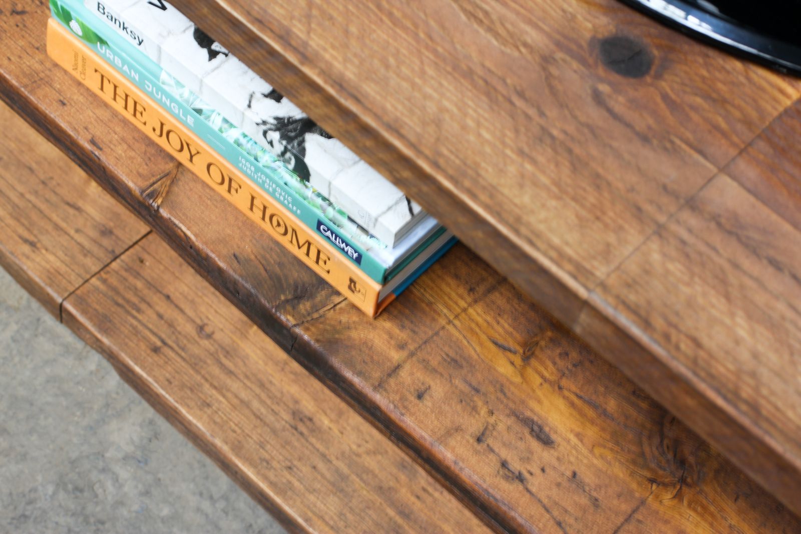 photo for sale Hector Reclaimed Chestnut Stained Scaffolding Board And Steel Pipe Shelving Unit With Cupboard