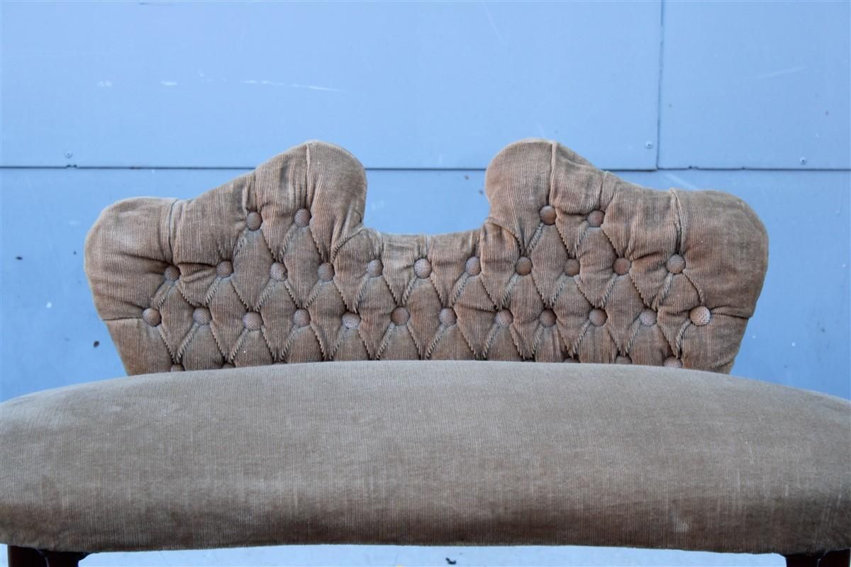 Small 1950s Mid Century Italian Stool In Brown Velvet And Cesare Lacca Design Ma photo for sale