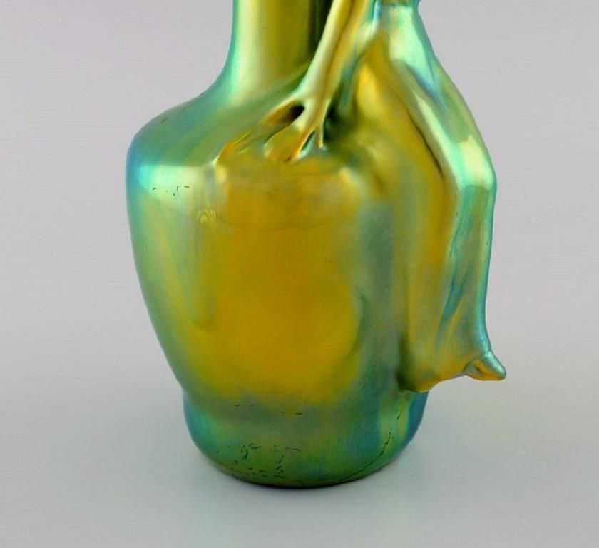 Zsolnay Art Nouveau Vase In Glazed Ceramics Modelled With A Sitting Woman photo vinterior