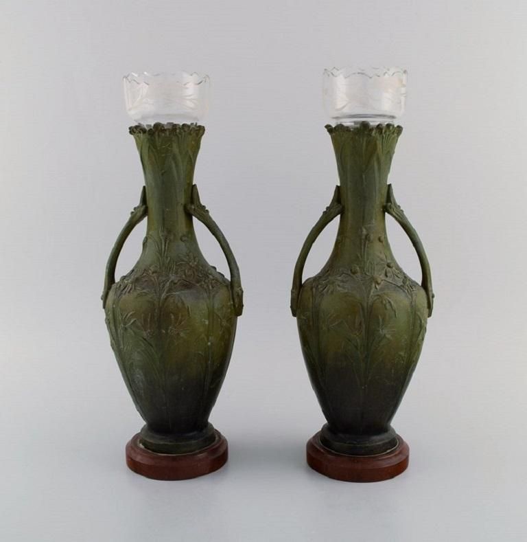 Hippolyte François Moreau  A Pair Of Antique Art Nouveau Vases photo for sale