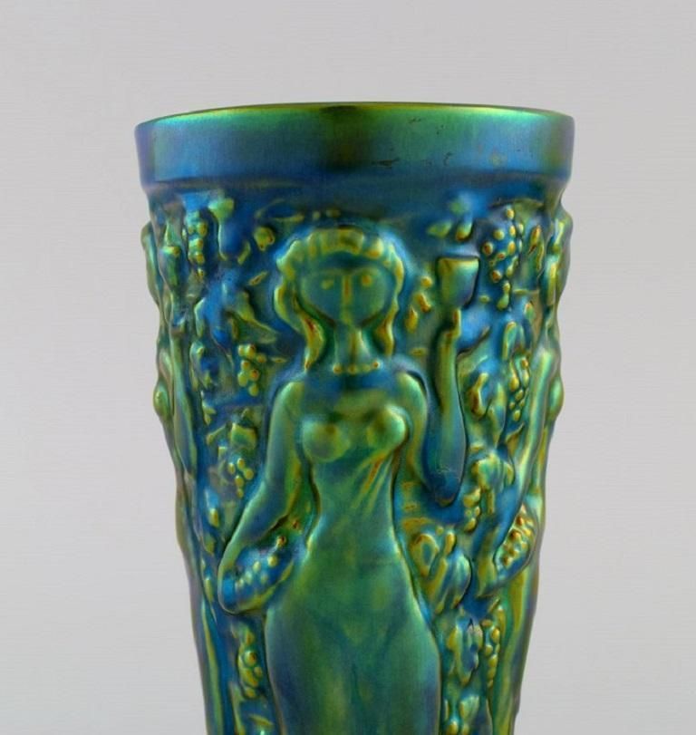 Zsolnay Vase In Glazed Ceramics With Women Picking Grapes  Mid 20th C photo furniture