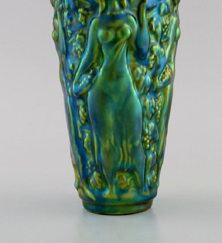 Zsolnay Vase In Glazed Ceramics With Women Picking Grapes  Mid 20th C photo for sale