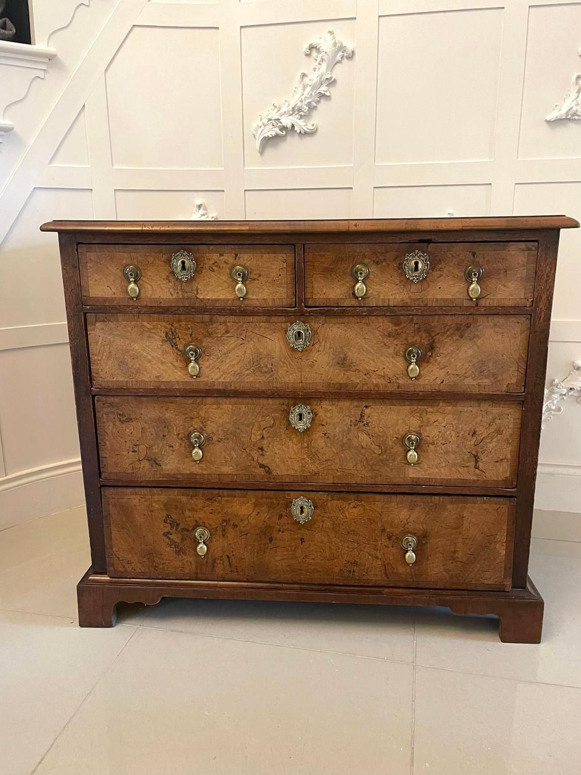 Antique George I Quality Walnut Chest Of Drawers photo vintage