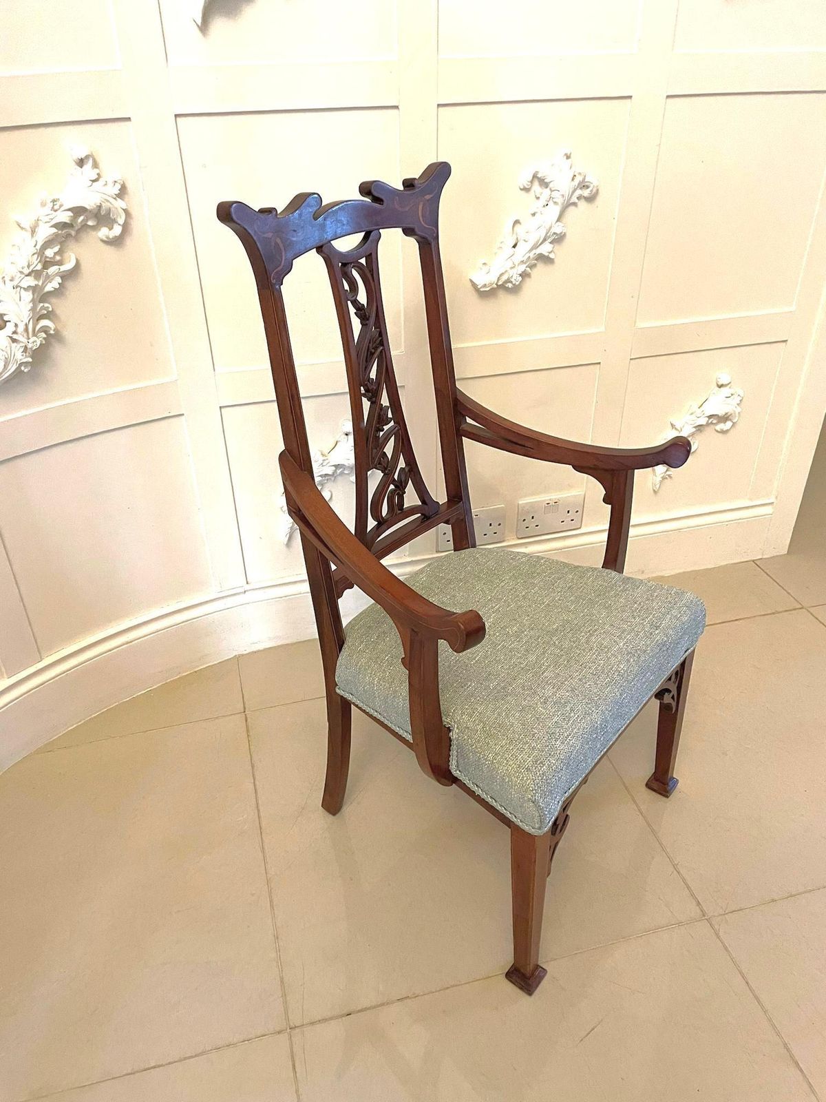Unusual Antique Art Nouveau Quality Mahogany Inlaid Child’s Chair photo Furniture