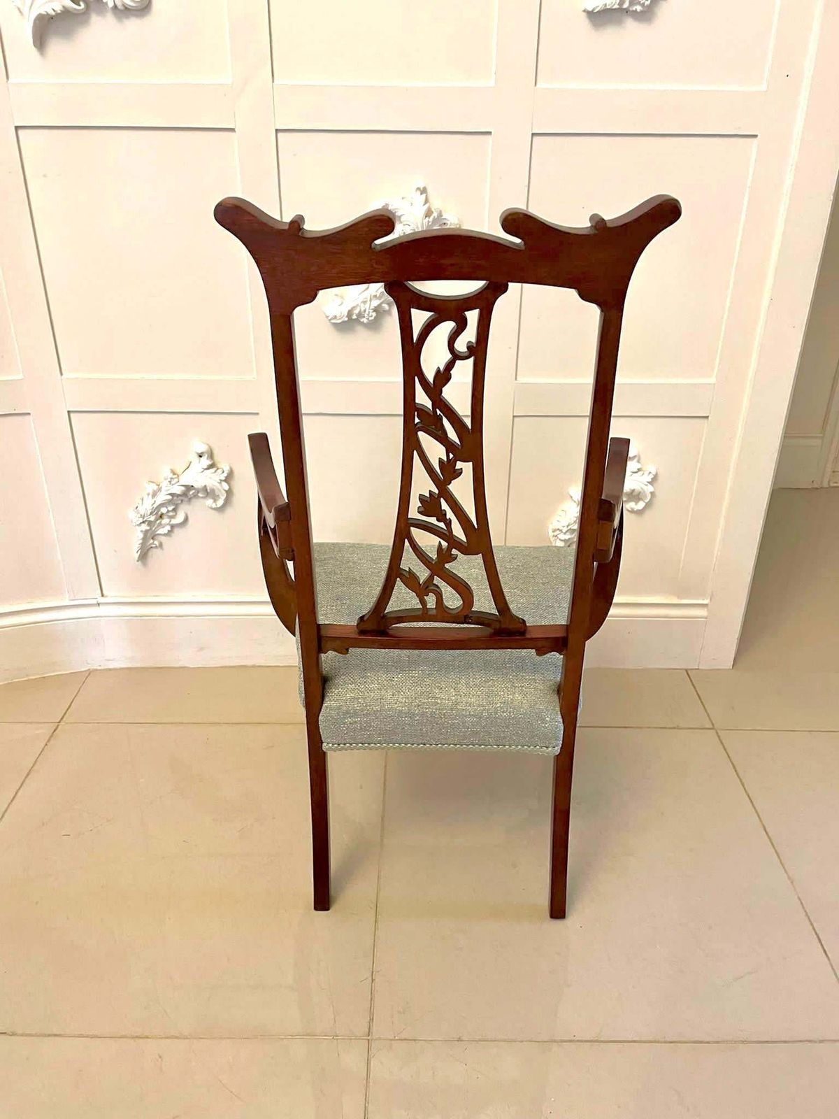 Unusual Antique Art Nouveau Quality Mahogany Inlaid Child’s Chair photo vintage
