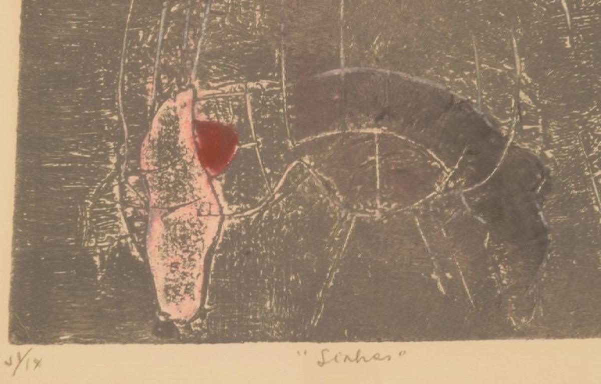 Selma Daffre  Listed Brazilian Artist Collograph On Paper  Linhas photo for sale