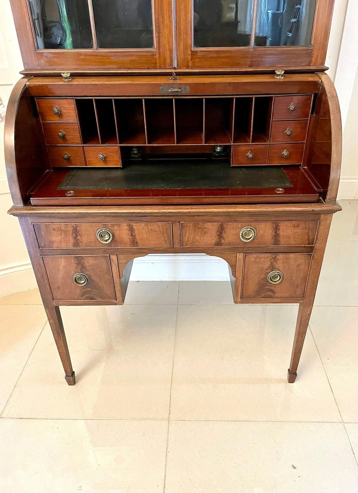 Antique Edwardian Quality Mahogany Cylinder Bookcase photo furniture